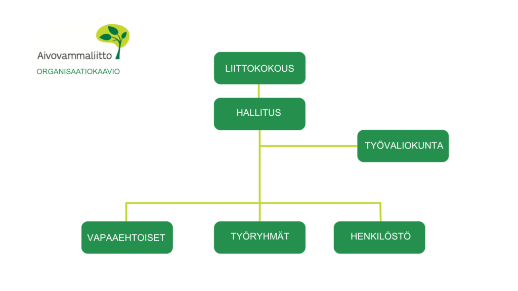 Aivovammaliiton organisaatiokaavio